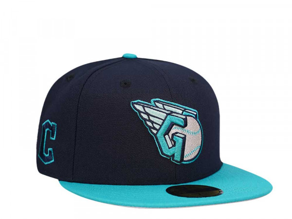 New Era Cleveland Guardians Ocean Chrome Two Tone Edition 59Fifty Fitted Cap
