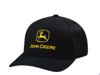 John Deere Black Raised Embroidery Trucker Snapback Cap