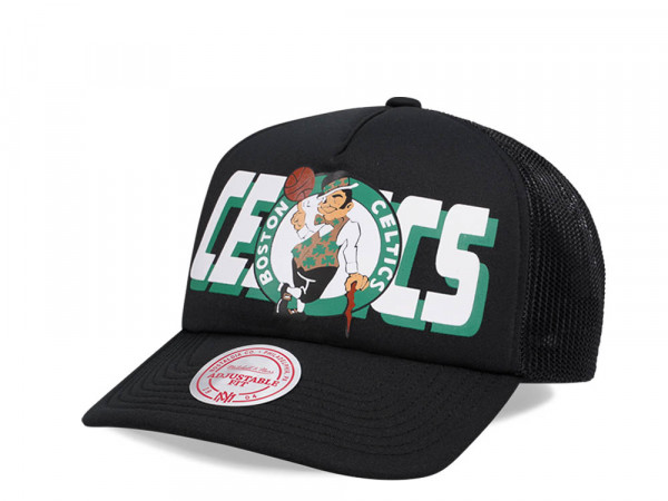 Mitchell & Ness Boston Celtics Black Billboard Trucker Snapback Cap