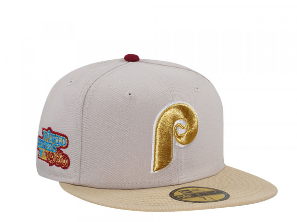 New Era Philadelphia Phillies World Series 1980 Sneaky Stone Gold Two Tone Edition 59Fifty Fitted Cap