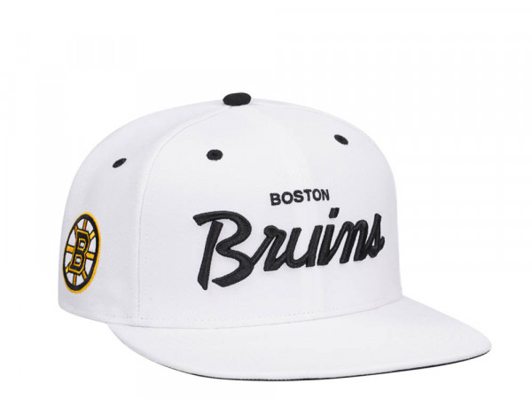 47Brand Boston Bruins White Crosstown Pop Captain Snapback Cap