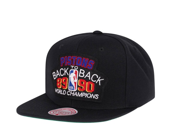 Mitchell & Ness Detroit Pistons Back to Back Champions Black Snapback Cap