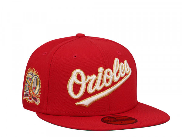 New Era Baltimore Orioles 50th Anniversary Scarlett Gold Edition 59Fifty Fitted Cap