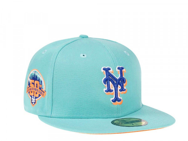 New Era New York Mets 50th Anniversary Flashy Orange Metallic Edition 59Fifty Fitted Cap