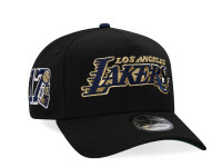 New Era Los Angeles Lakers Black Throwback Edition 9Forty A Frame Snapback Cap