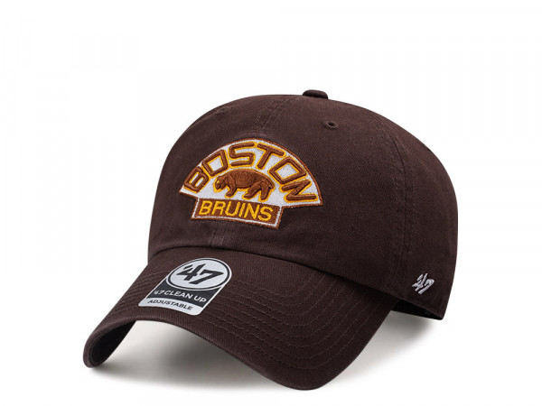 47Brand Boston Bruins Vintage Brown Clean up Strapback Cap