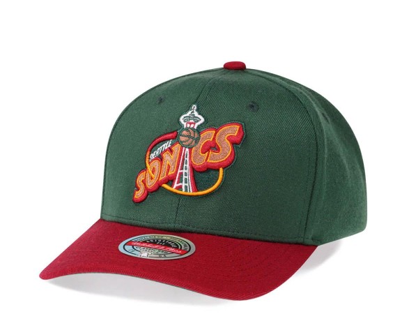 Mitchell & Ness Seattle Supersonics Team Two Tone Red Line Solid Flex Snapback Cap