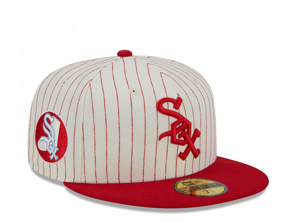 New Era Chicago White Sox White Retro Script Throwback Edition 59Fifty Fitted Cap
