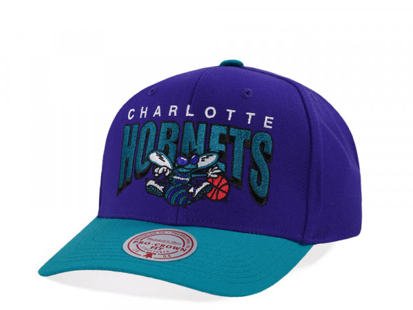 Mitchell & Ness Charlotte Hornets Hardwood Classic Pro Crown Fit Purple Snapback Cap