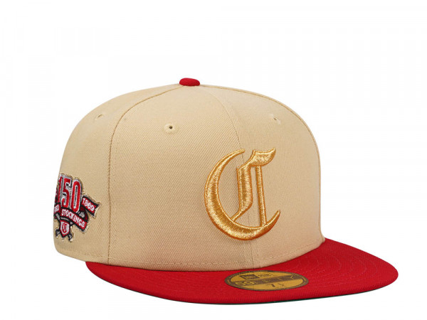 New Era Cincinnati Reds 150th Anniversary Vegas Gold Two Tone Edition 59Fifty Fitted Cap