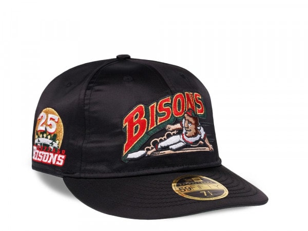 New Era Buffalo Bisons Black Satin Retro Crown Edition 59Fifty Fitted Cap