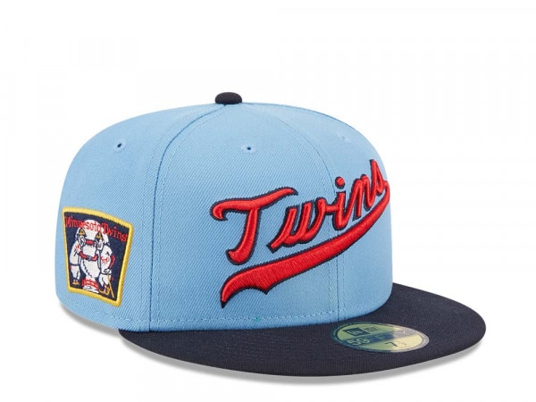 New Era Minnesota Twins Powder Blues Sky Throwback Two Tone Edition 59Fifty Fitted Cap