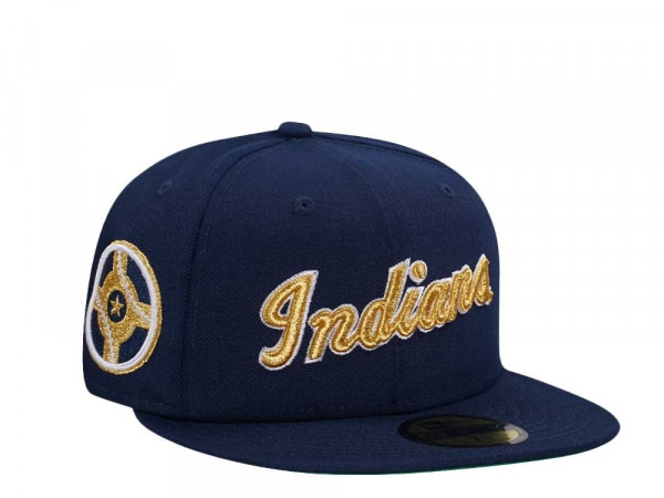 New Era Indianapolis Indians Navy Gold Throwback Edition 59Fifty Fitted Cap