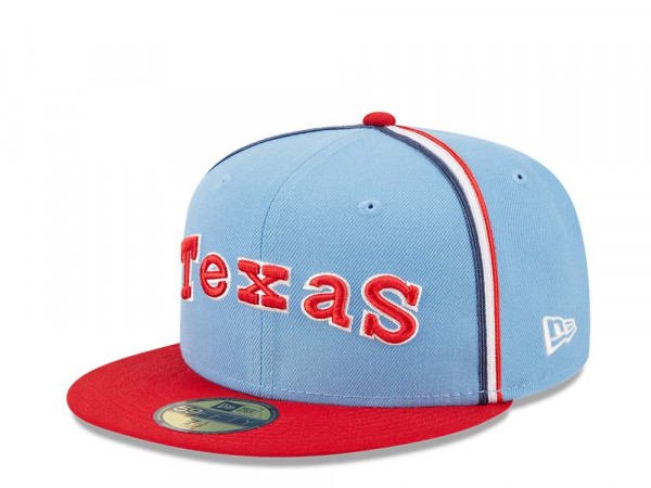 New Era Texas Rangers Powder Blues Sky Throwback Two Tone Edition 59Fifty Fitted Cap